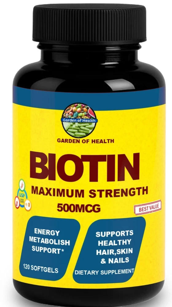 Biotin 500mcg Maximum Strength Hair Skin Nails Energy Support 120 Softgel
