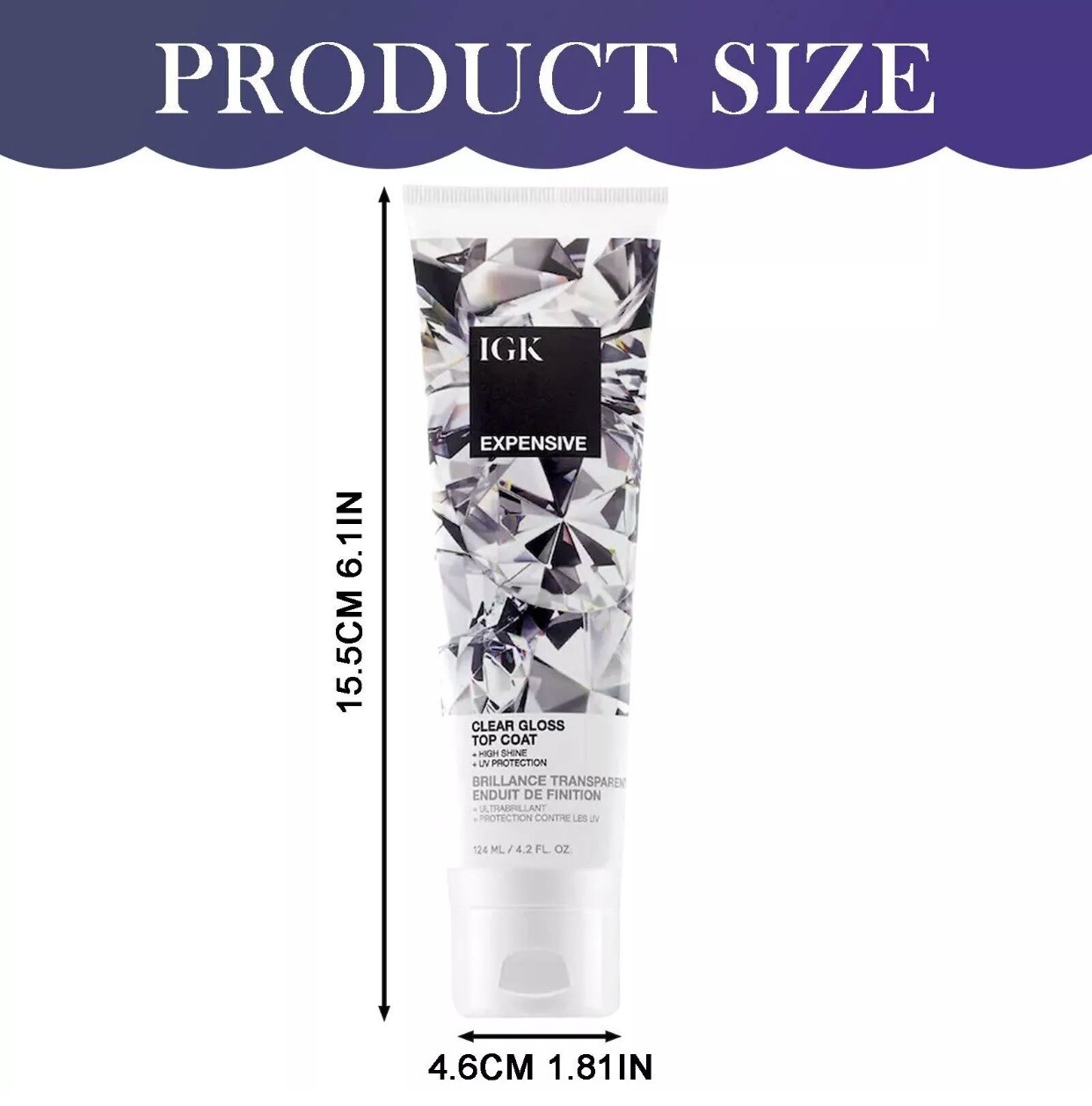 IGK EXPENSIVE HIGH SHINE CLEAR GLOSS TOP COAT TREATMENT.