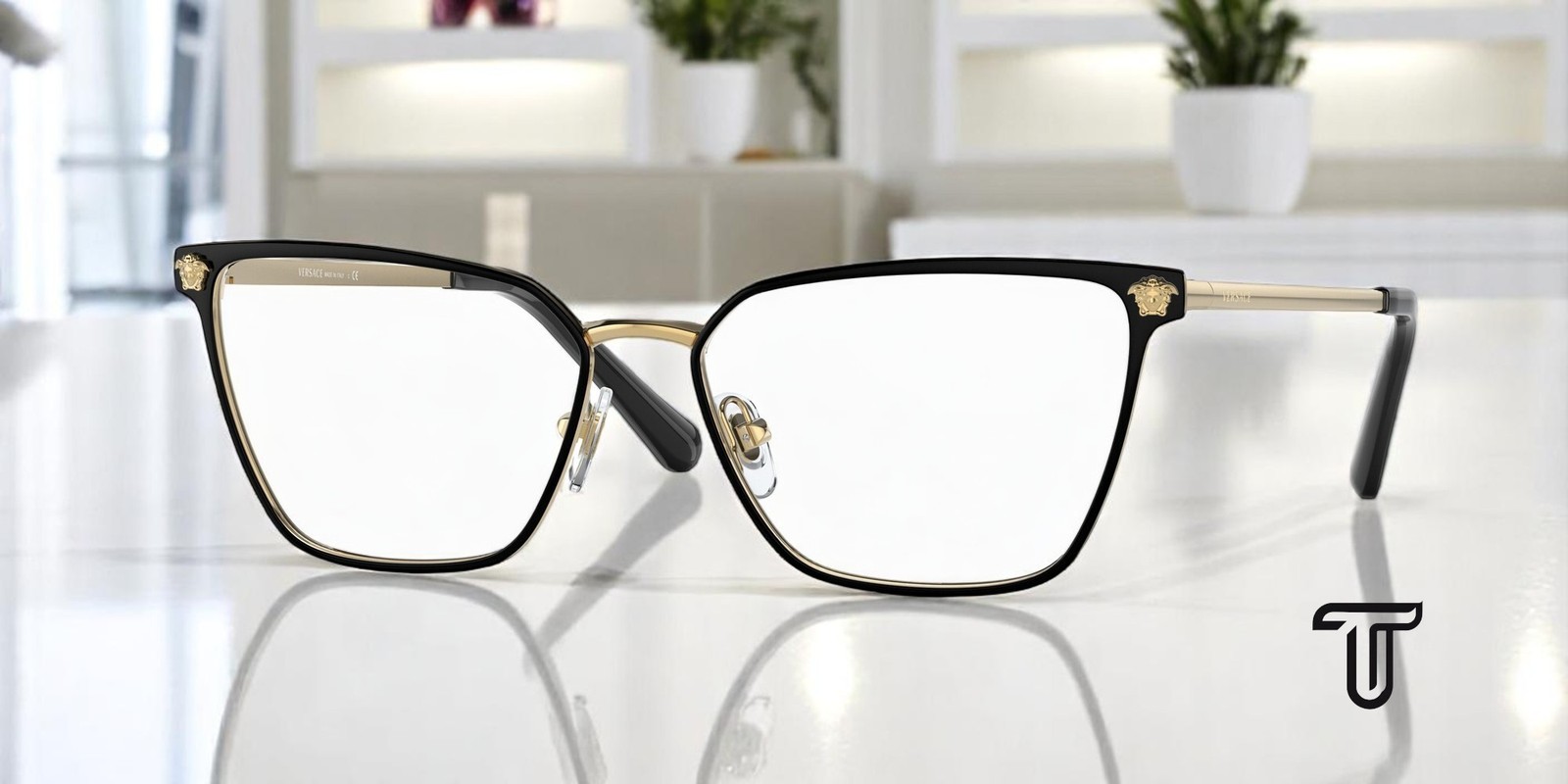 VERSACE VE1275 1433 Matte Black Gold Demo Lens 54 mm Women’s Eyeglasses