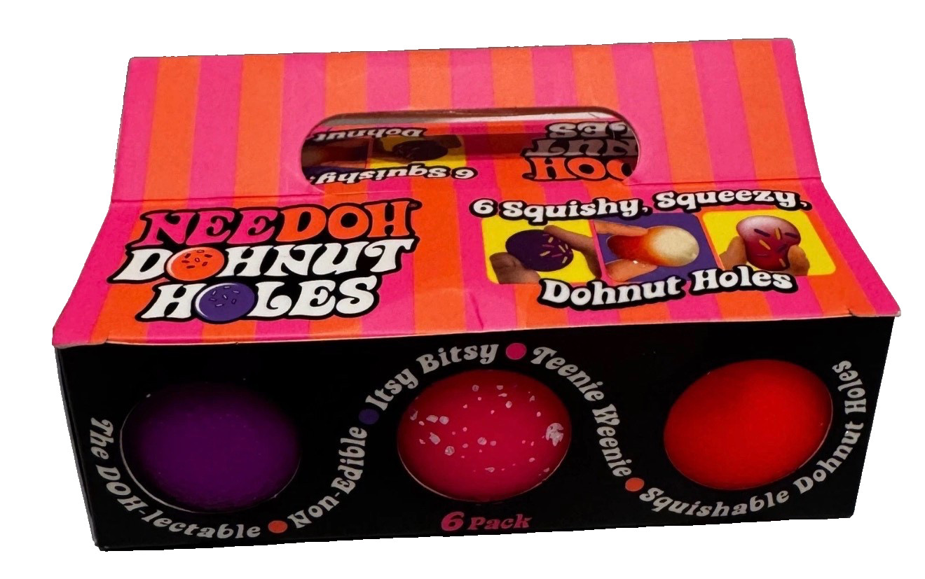 Authentic Schylling NeeDoh Dohnut Holes Small Stress Ball 6-Pack Squishy Squeezy