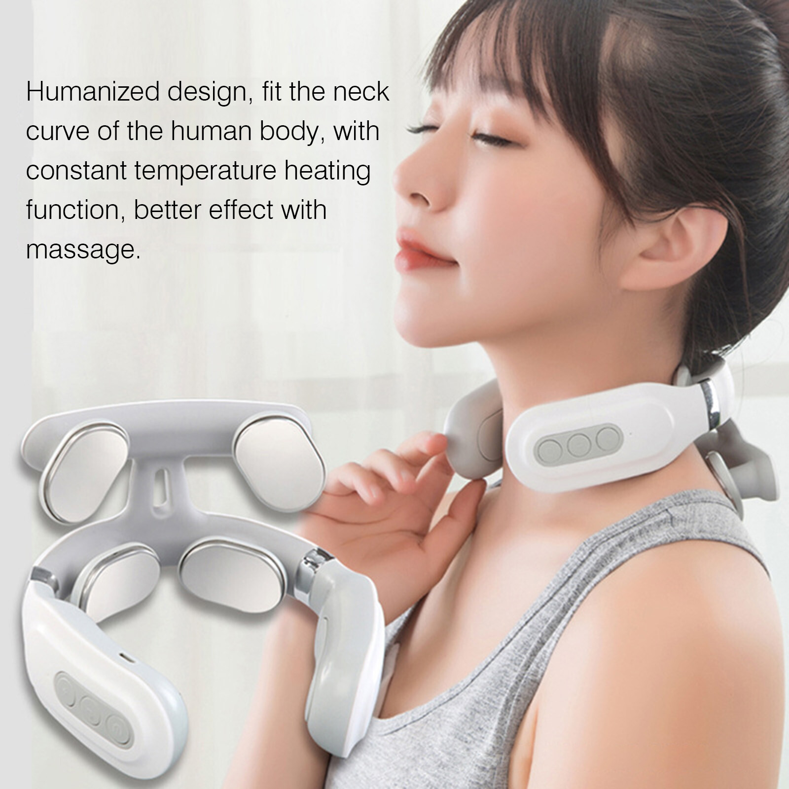 Neck Massager with Heat Kneading Shiatsu Pulse Beating Automatic Massage D0U2