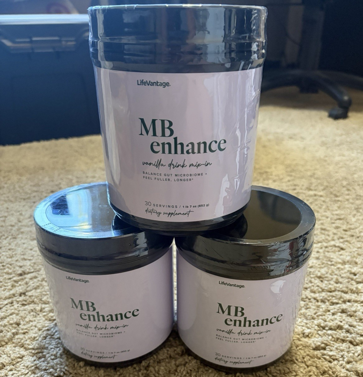 LifeVantage MB Enhance Gut Health Vanilla Powder 30 Serv 1lb7oz – 3 full