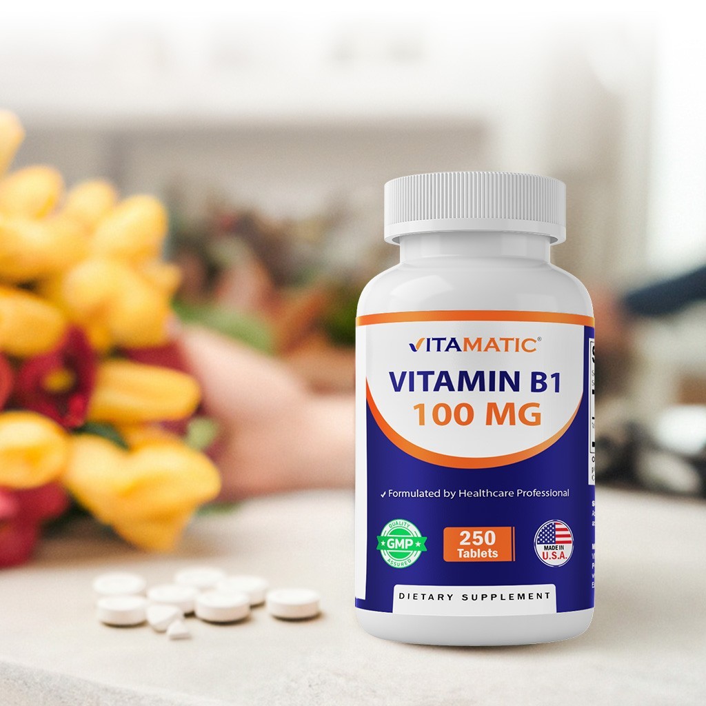 Vitamatic Vitamin B1 (As Thiamine Mononitrate) 100 mg – 250 Vegetarian Tablets