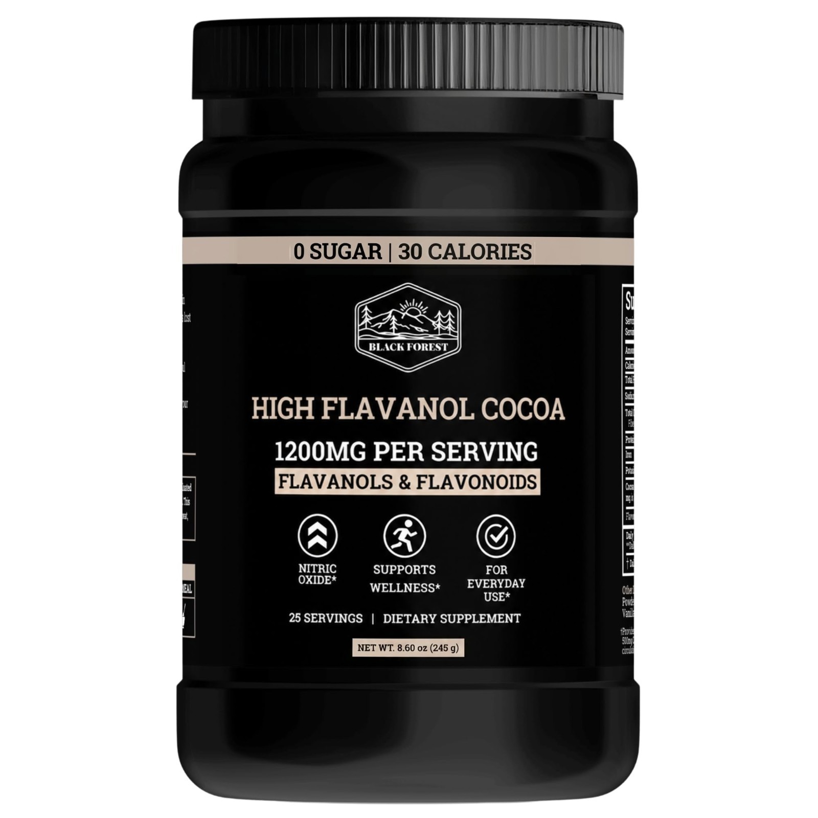 High Flavanol Cocoa Powder 1200mg – 10X Dark Cocoa Extract for Nitric Oxide & We