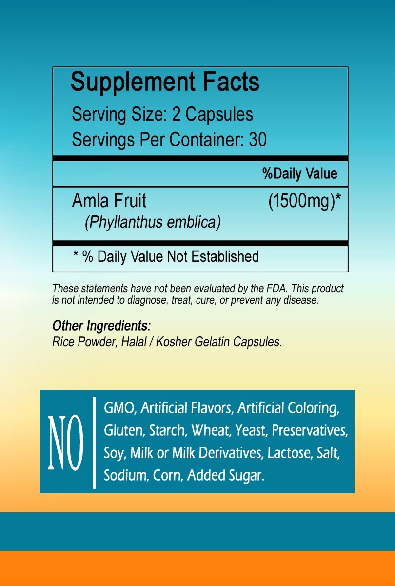 Amla Fruit Extract Capsules – 1500mg Serving – New Bottle