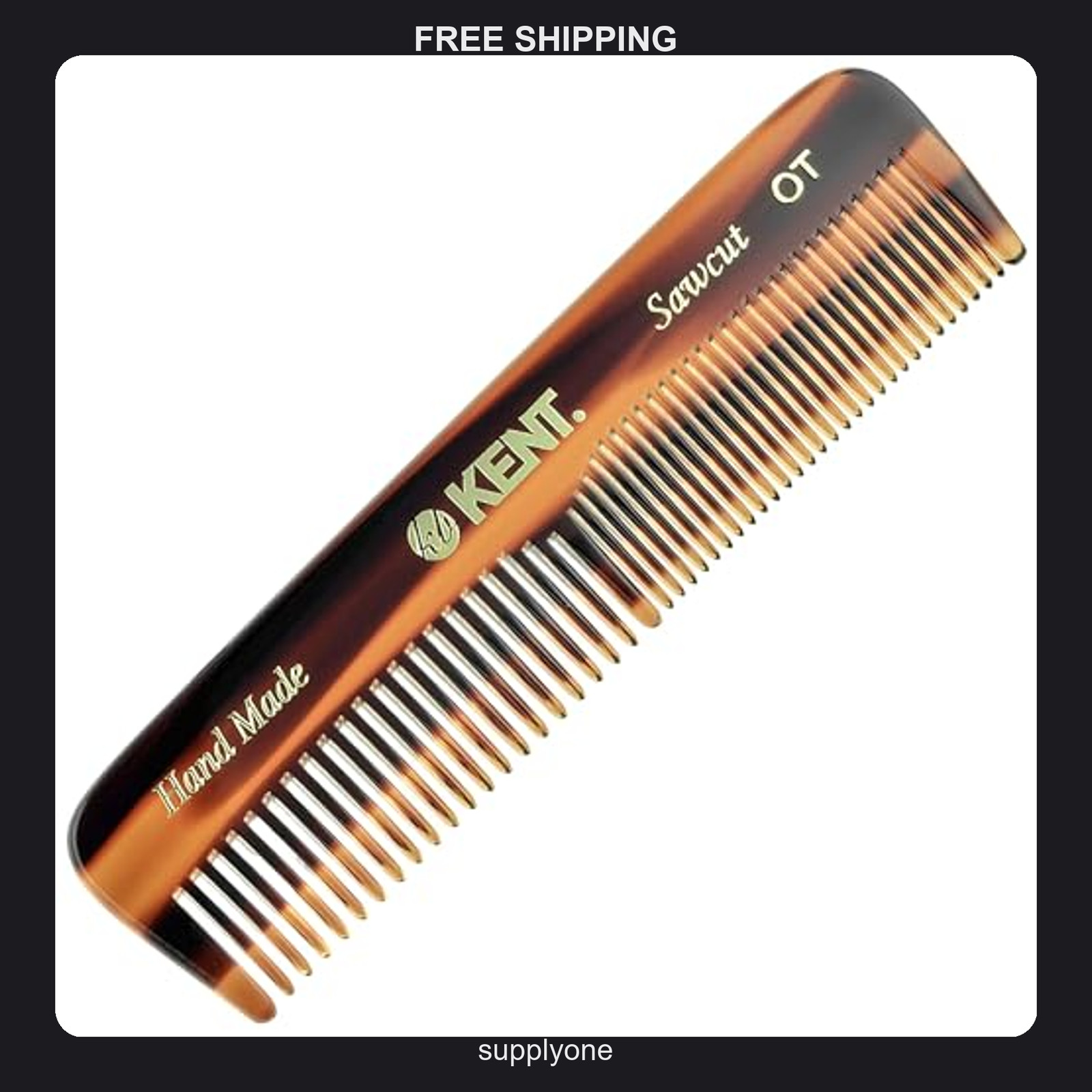 Kent Tortoiseshell Cellulose Acetate Pocket Comb for Hair and Beard Grooming