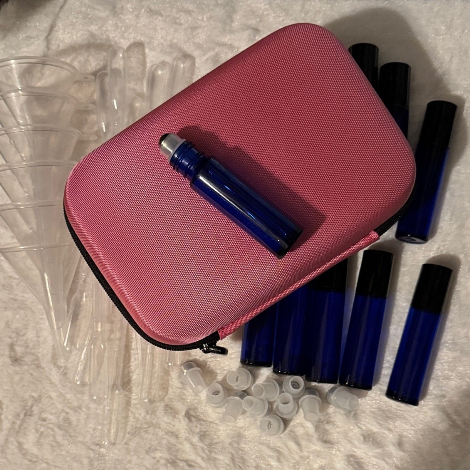 Aromatherapy Essential Oil Carrying Case Pink 10ml Roller Bottle Travel Storage