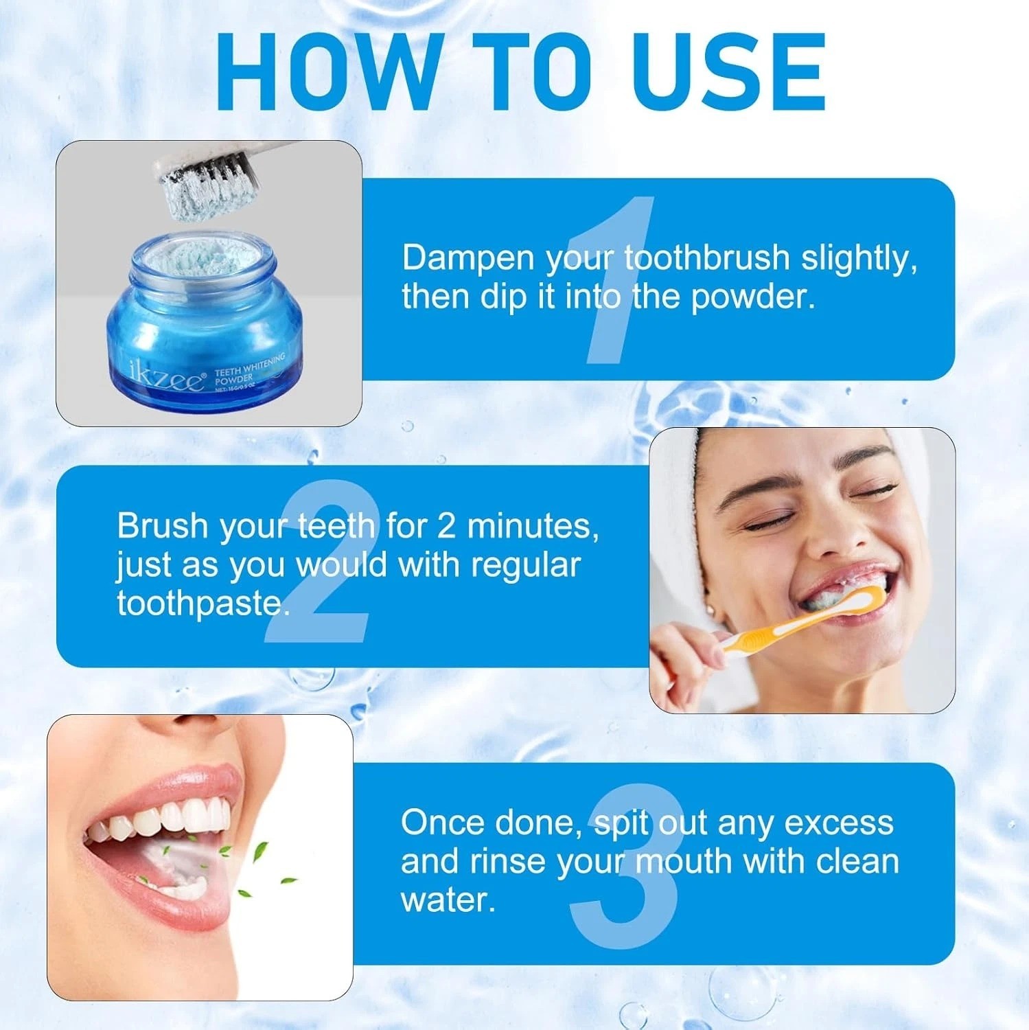 Teeth Whitening Powder Instant Stain Removal Bright White Smile Oral Care Formul