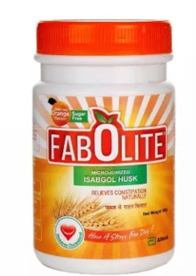 Fabolite Isabgol Husk Orange Powder 300 gm Sugar Free for relieving constipation