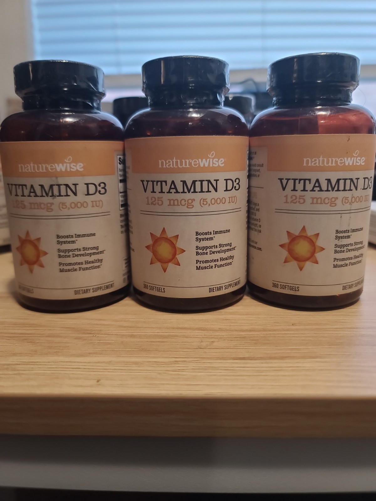 Naturewise Vitamin D3 5000 IU Softgels (THREE PACK) – 360 Count (1,080)