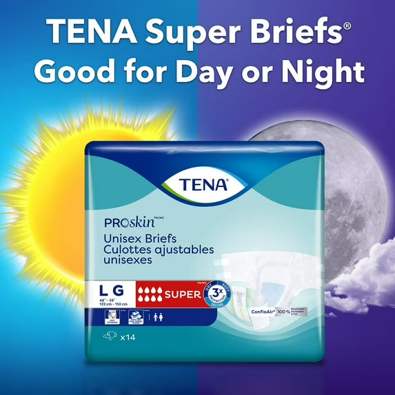 TENA ProSkin Unisex Adult Diapers, Super Absorbency, Medium, 56 Count