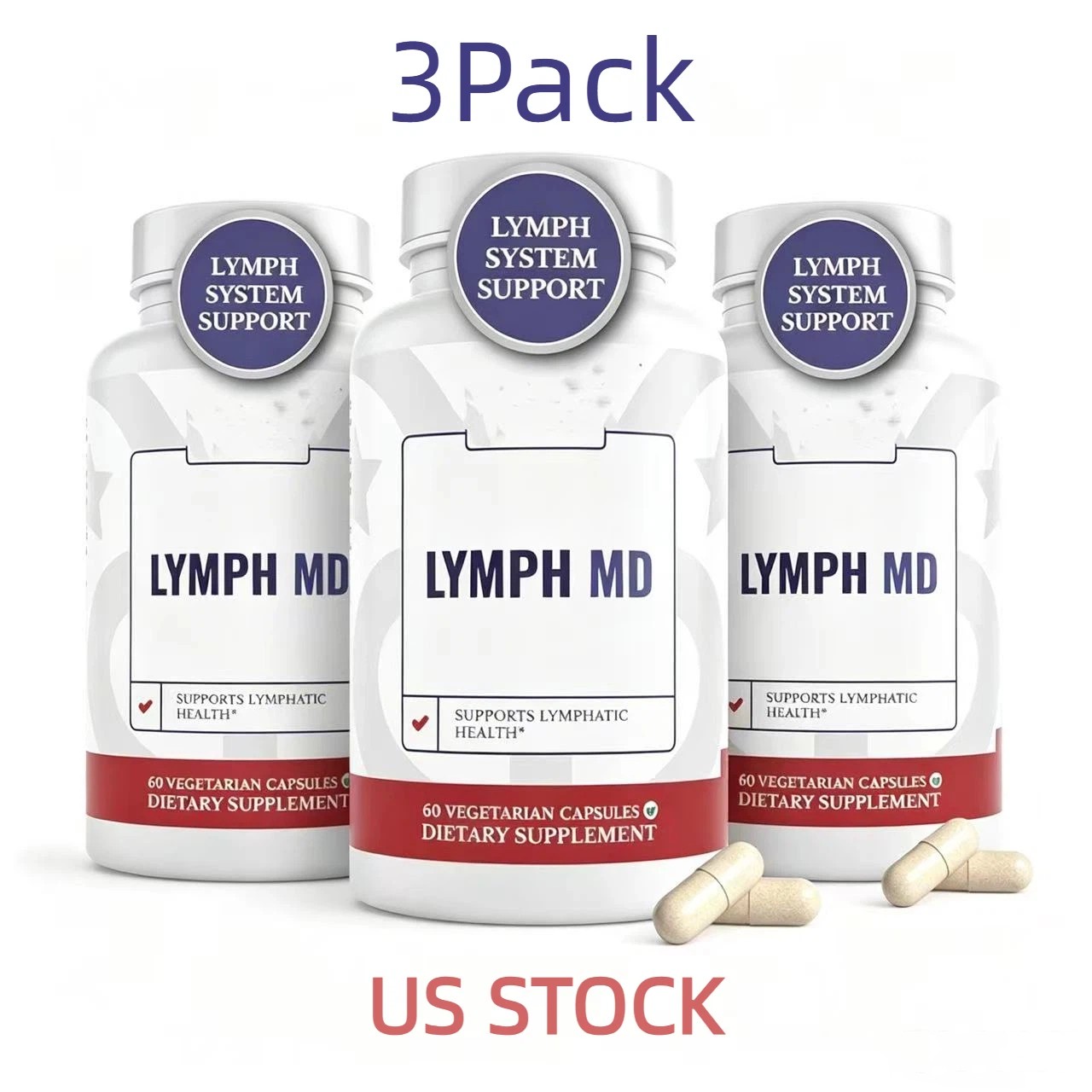 3 Pack Lymph MD- Lymphatic System Supplement with 9 Botanicals. Men and Women US