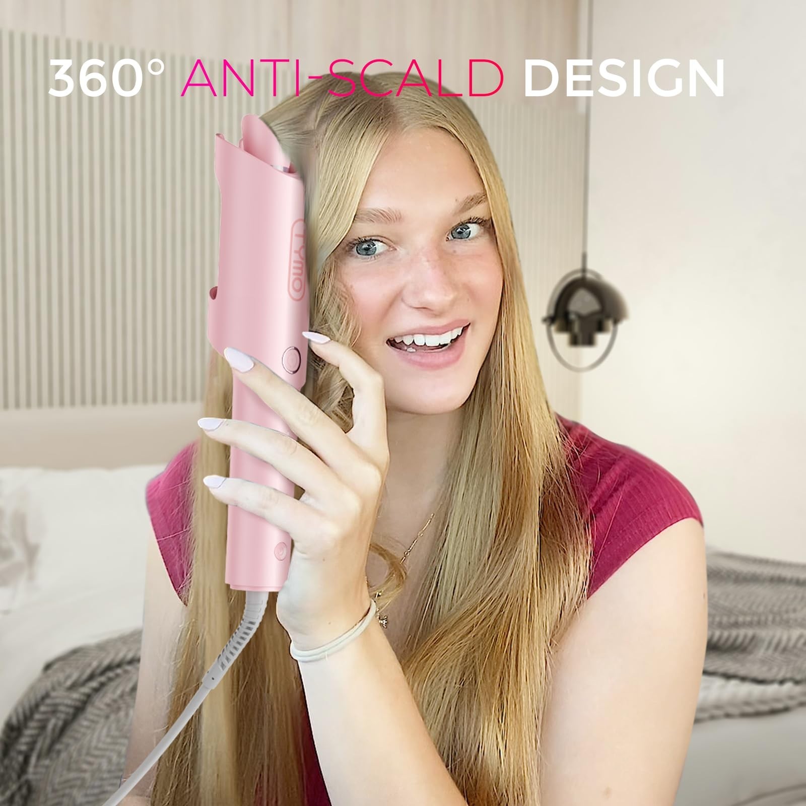 Automatic Rotating Curling Iron – 1 Inch Beach Waves Curler, Portable Dual Volta