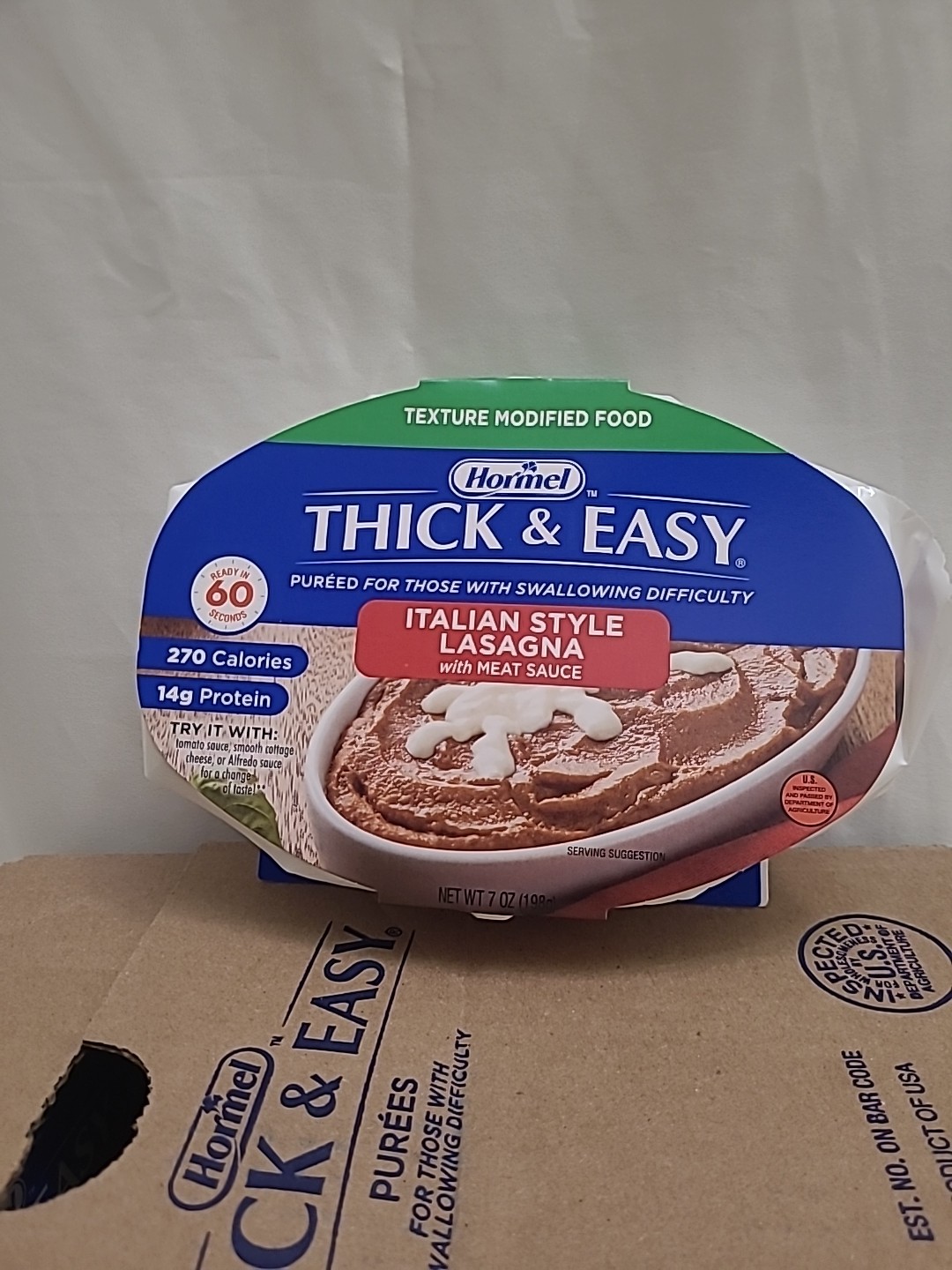 Thick & Easy Purees Thickened Food Beef Lasagna 7.oz Tray 7 Count Exp:12/2025+