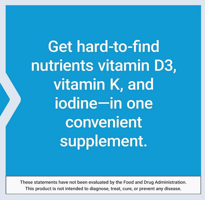 VITAMINS D and K with SEA IODINE BONE THYROID ARTERIAL 180 Caps LIFE EXTENSION