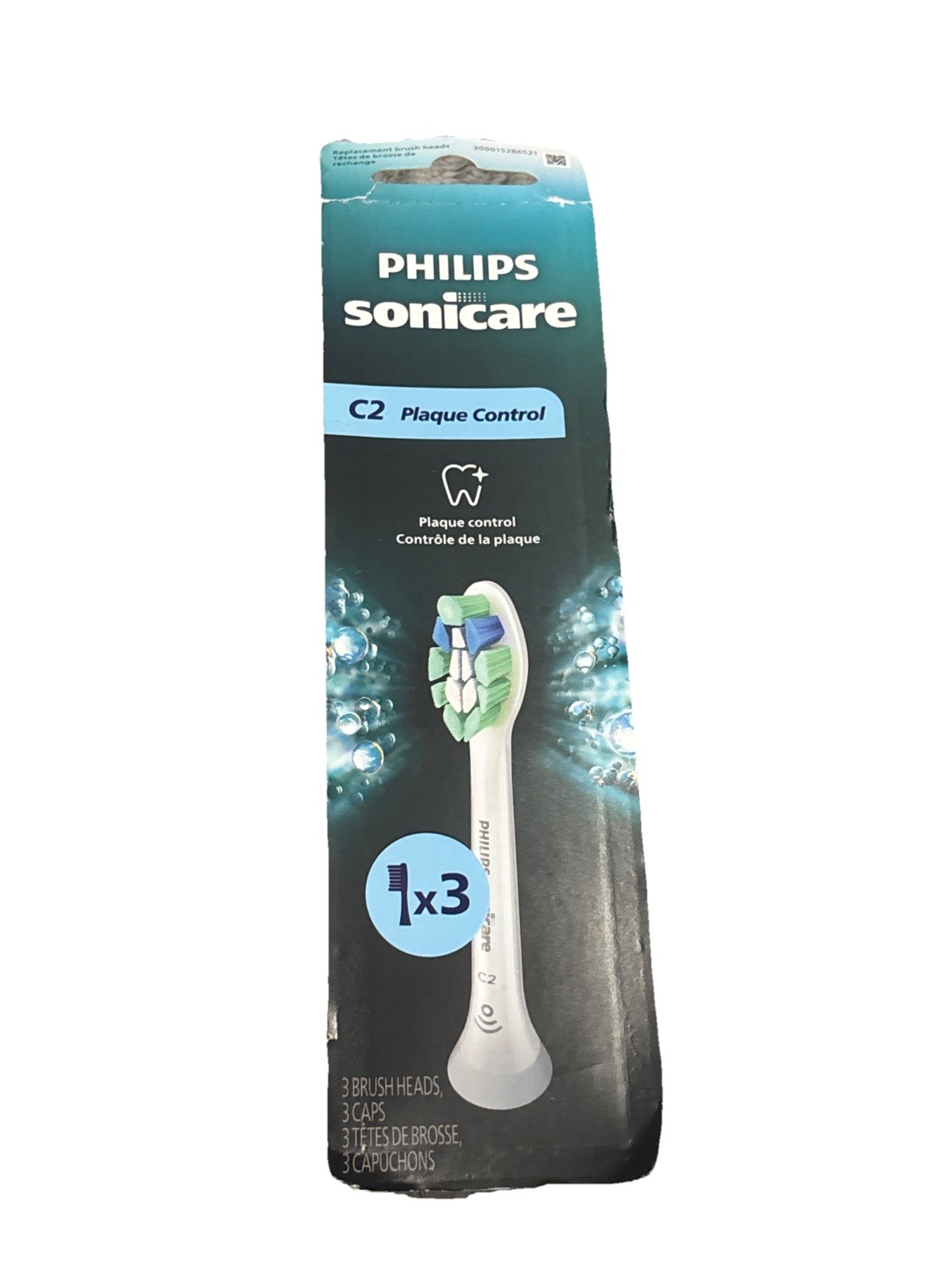New Philips HX9023/65 Sonicare C2 Plaque Control Brush Heads 3ct White