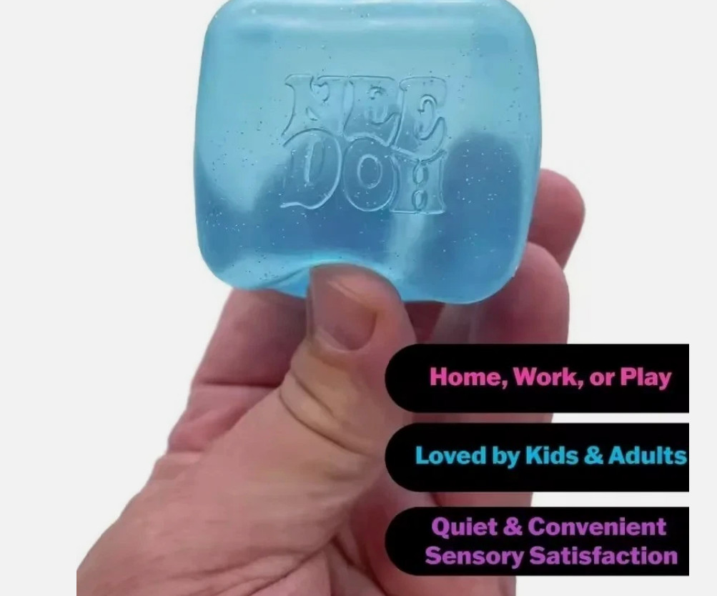 Nee Doh Nice Cube Squeeze Ball Blue Gel Squishy Stress Reliever NICECUBE