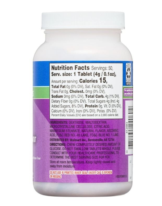 Relion Glucose Tablets, Natural Grape Flavor, 50 Count (2 packs)