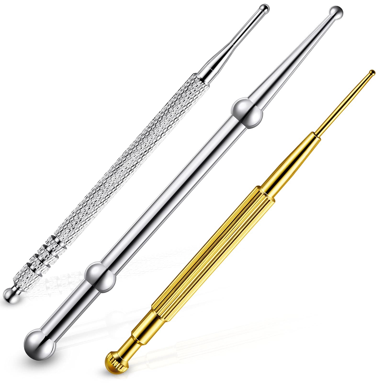 Nuanchu 3 Pieces Facial Reflexology 3 Count (Pack of 1), Gold and Silver