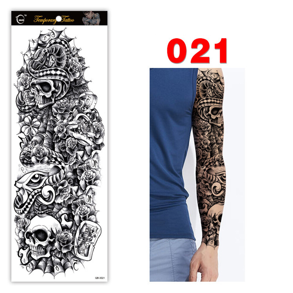 10 Sheets Fake Temporary Tattoo Large Full Arm Sticker Waterproof Black Color