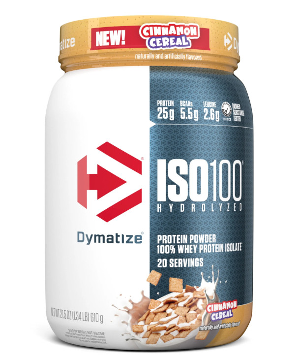 Dymatize ISO100 Hydrolyzed Whey Isolate, Cinnamon Cereal, 20 Servings