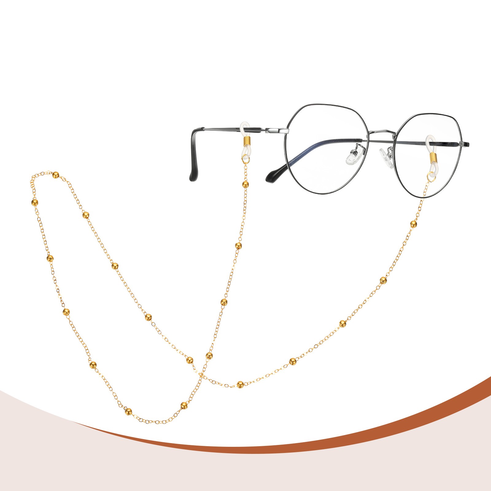 Eye Glasses Holders Around Neck, Gold Metal Beads Glasses Chain, 3 Pcs