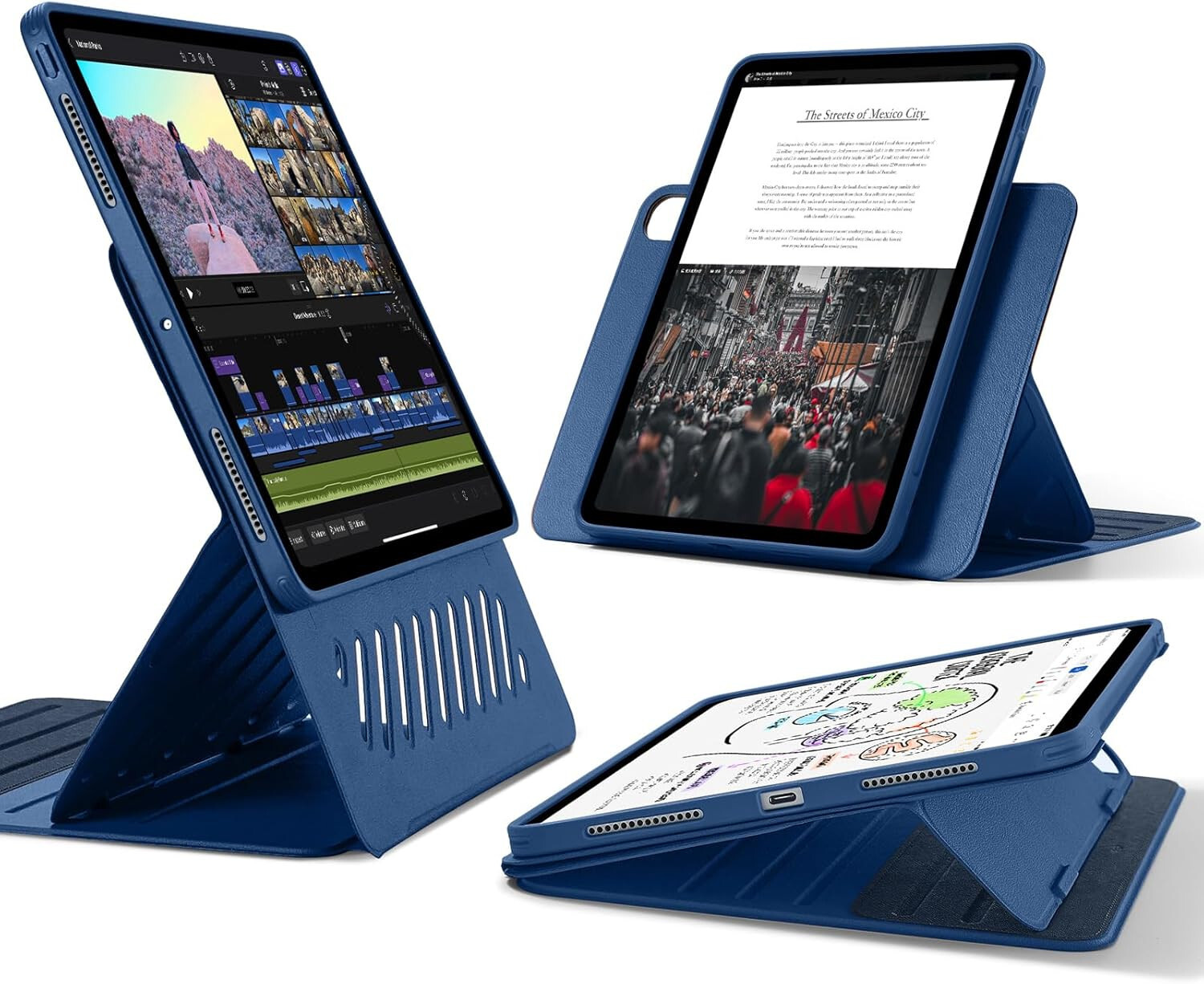 ESR for iPad Pro 13 Inch Case M4(2024), iPad Pro 13 Rotating Case, Blue