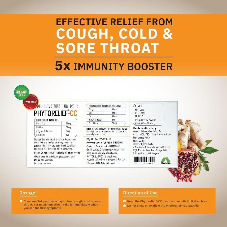 PhytoRelief-CC 5X Natural Support Relief From Sore & Scratchy Throat 20 Capsules