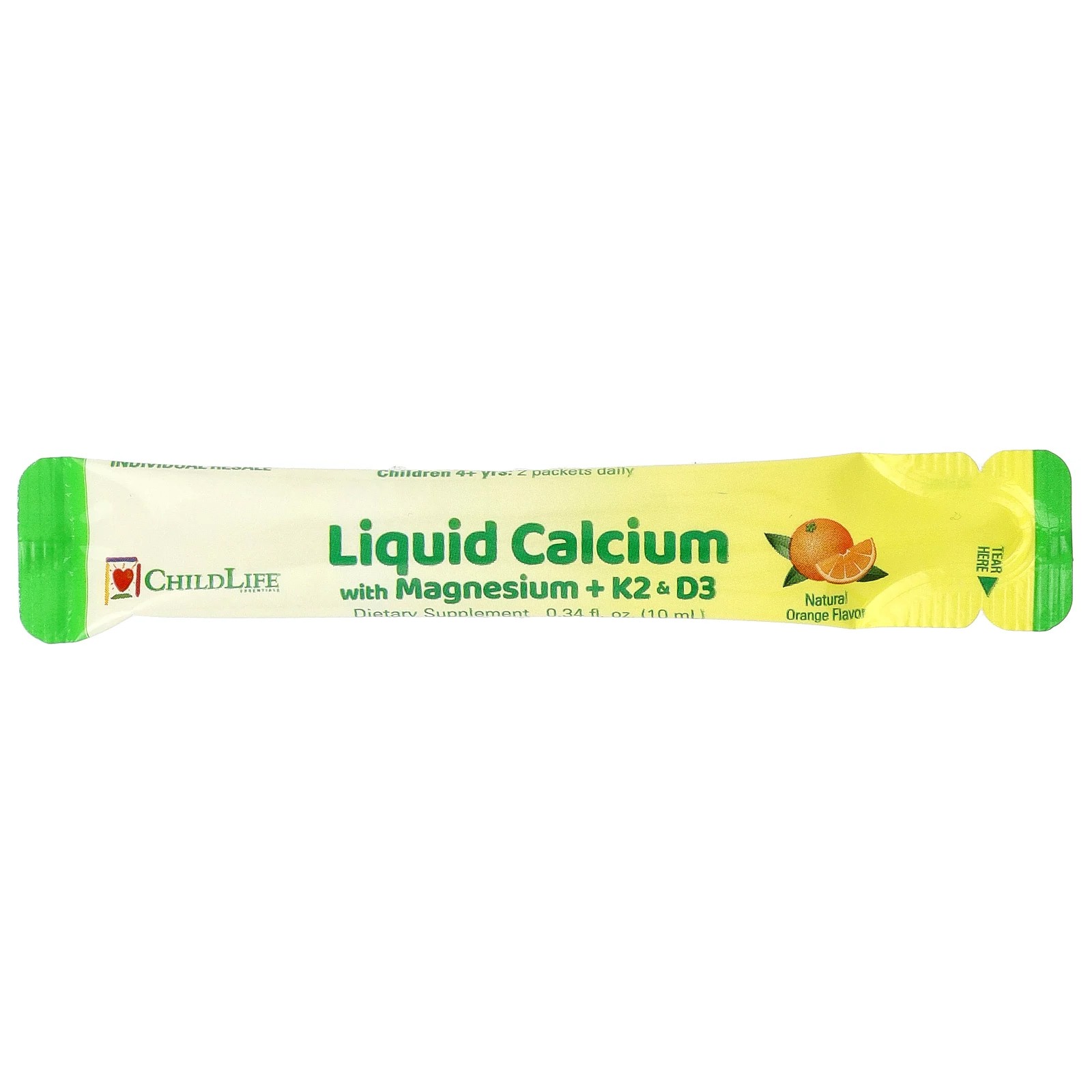 Liquid Calcium with Magnesium Plus K2 & D3, Natural Orange, 30 Packet, 0.34 fl