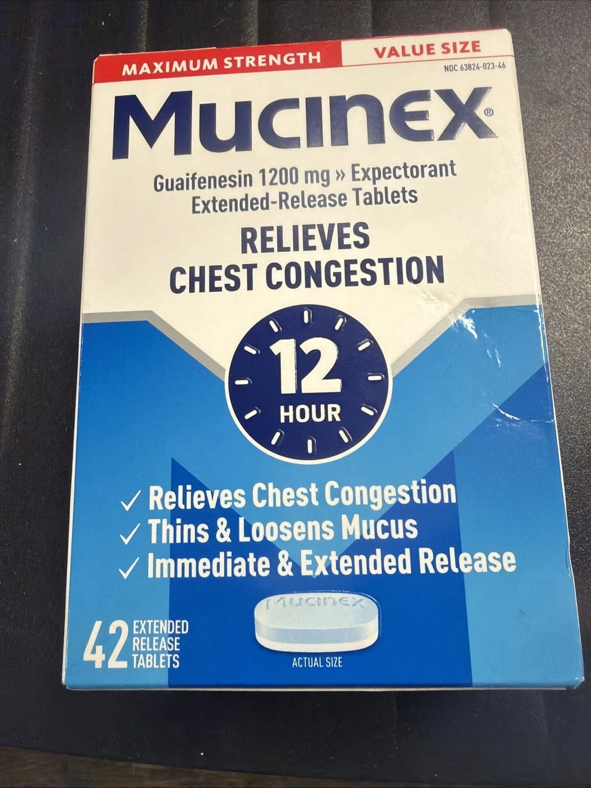 Mucinex Maximum Strength 1200mg 12 Hr Extended Tablet 42 Ct exp 6/2028
