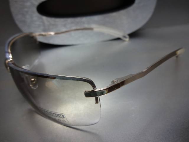 Men’s Classy Elegant CONTEMPORARY MODERN WRAP Clear Lens SUN GLASSES Gold Frame