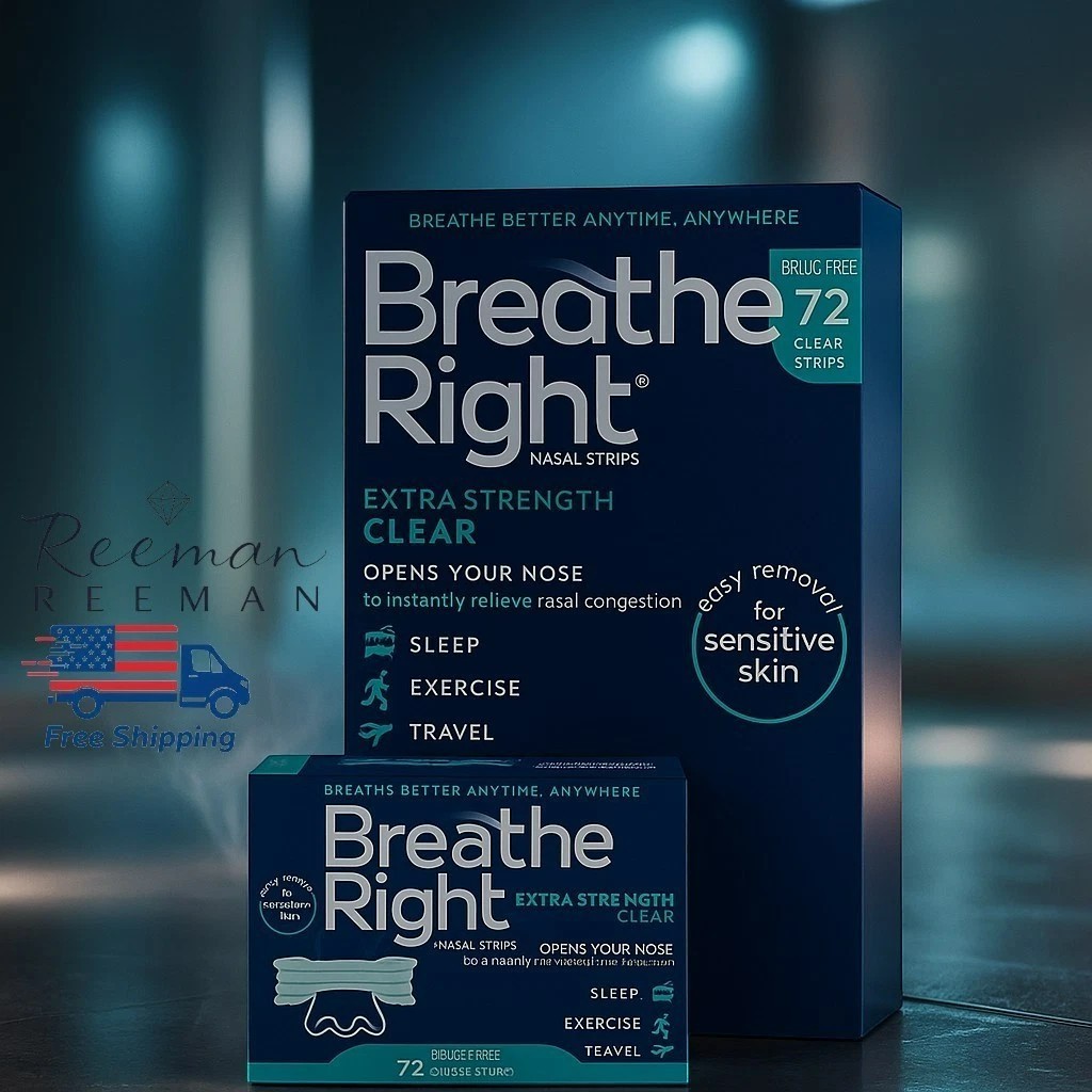 Breathe Right Nasal Strips EXTRA Strength CLEAR Snoring Relief 72 ct Free Ship