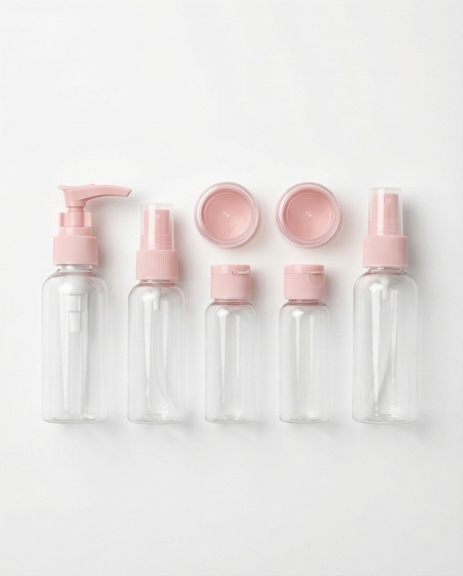 Travel Bottles Set TSA Approved Leak Proof Refillable Toiletry Kit Pink New