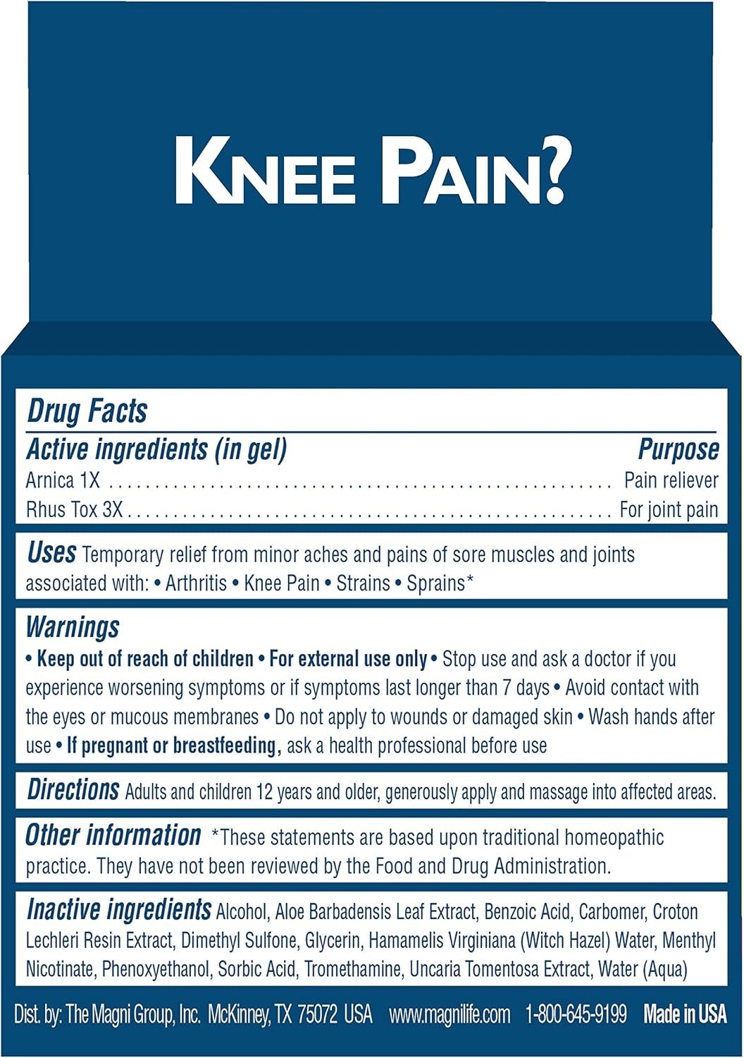Arnica Relief Knee Gel for Daily Comfort & Support