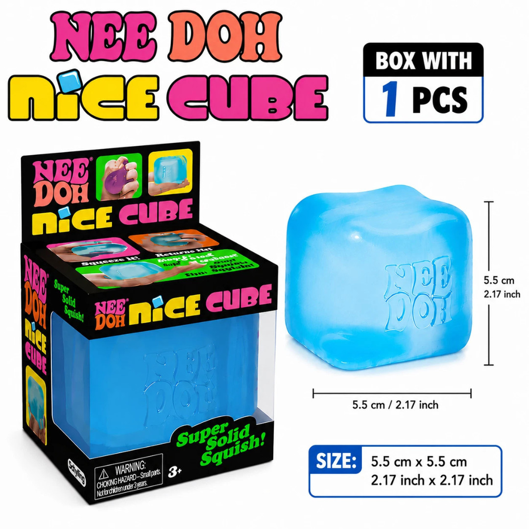 Nee Doh Nice Cube Stress Crunchy Sensory Fidget Toy Squishy Squeeze Cooling Cube