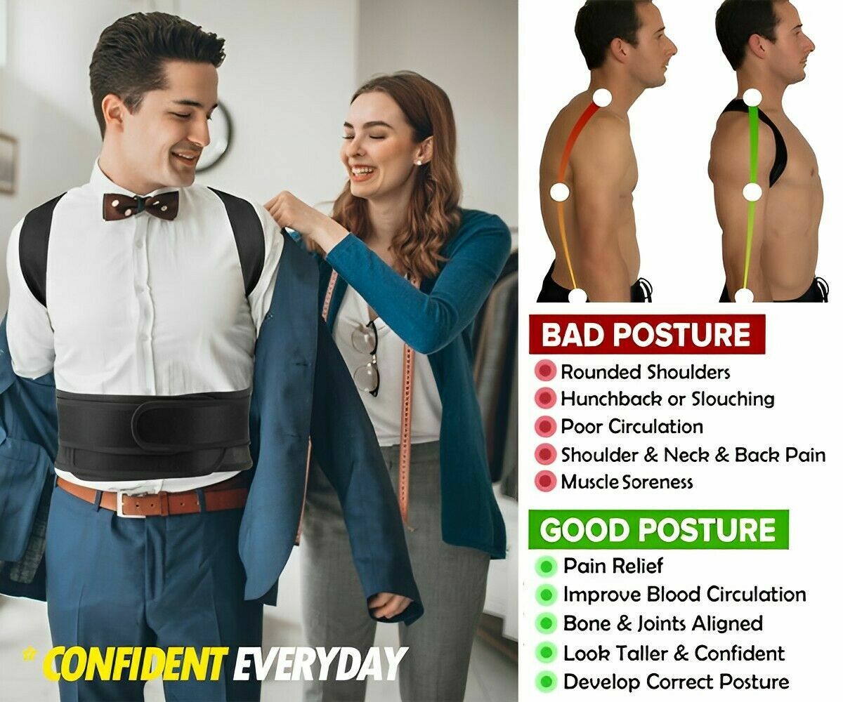 Posture Corrector for Women Men Upper and Lower Back Pain Relief Muscle Memory