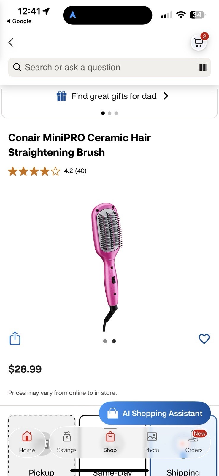 Conair Mini Super Smoothing Brush Pink