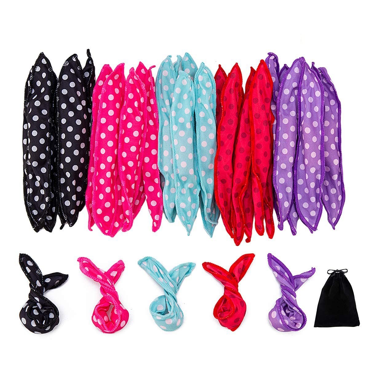 30 Pieces Hair Curler Rollers DIY Night 30 Count (Pack of 1), Multicolor