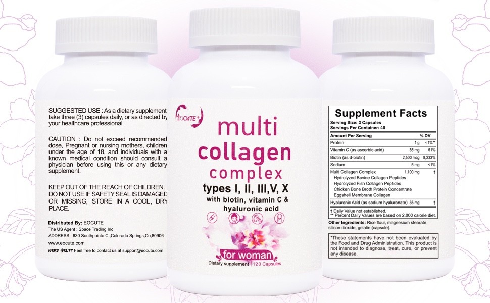 Type I, II, III, V, X Multi Collagen 240 Capsule Supplement for Women Men NEW