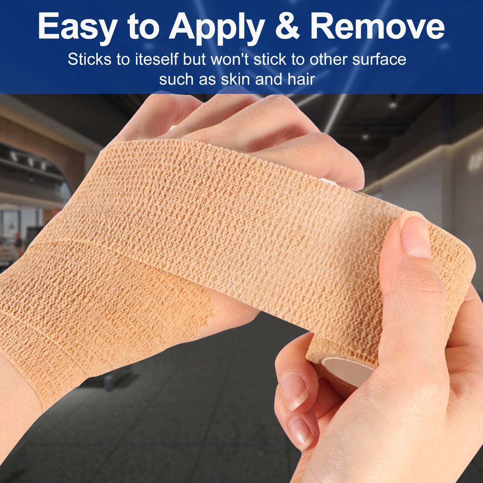24 Pack 4″ Self-Adhesive Bandage Wrap – 5 Yards Cohesive Tape for First Aid & Sp