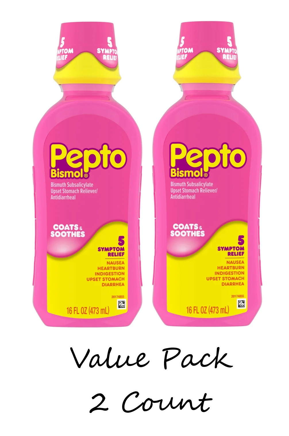 Pepto Bismol Liquid Fast Acting Upset Stomach & Diarrhea Relief 16 Oz 2 Pack