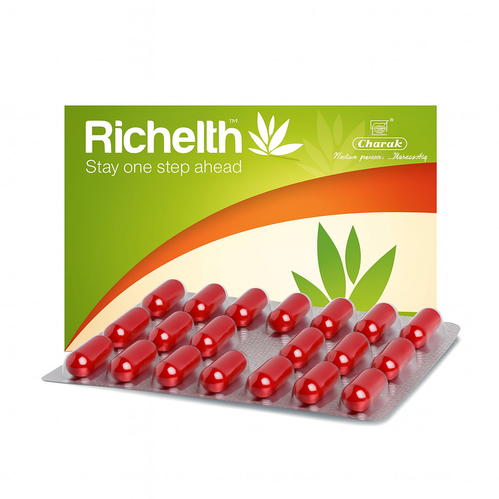 Charak Richelth Capsules – 200 Caps | Herbal Antioxidant & Cellular Vitality