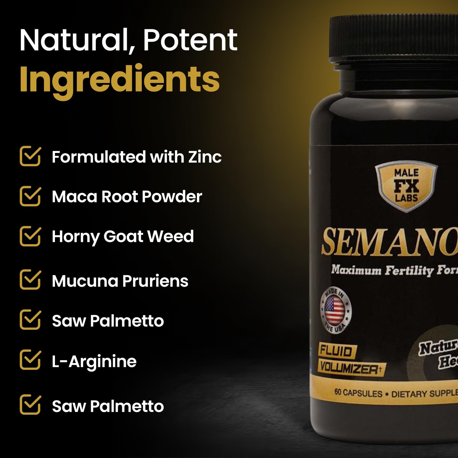 SEMANOID (60 Caps) Maximum Fertility Formula and Semen Volumizer – Advanced Fert