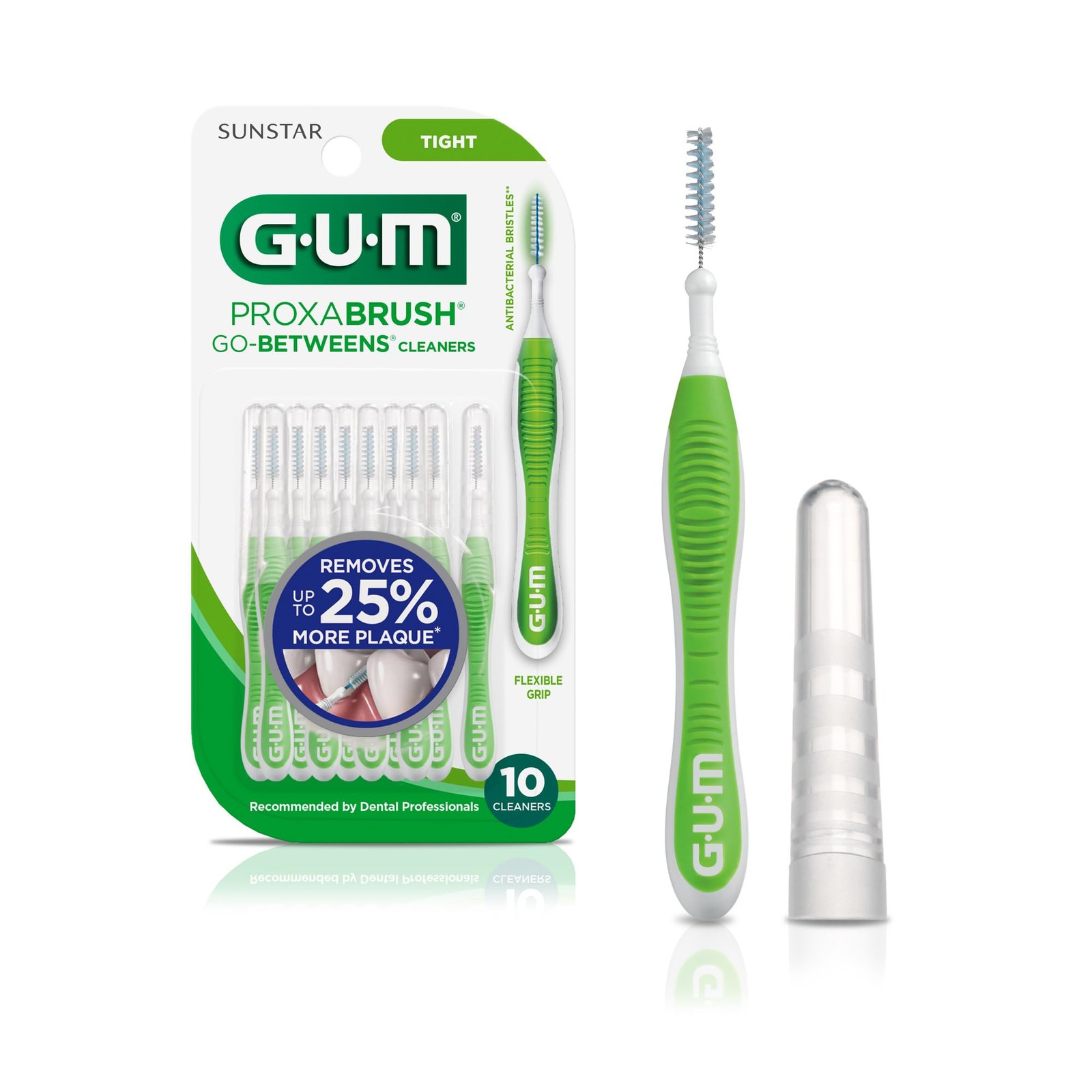 GUM Proxabrush Go-Betweens – Tight – Interdental 10 Count (Pack of 1), Red