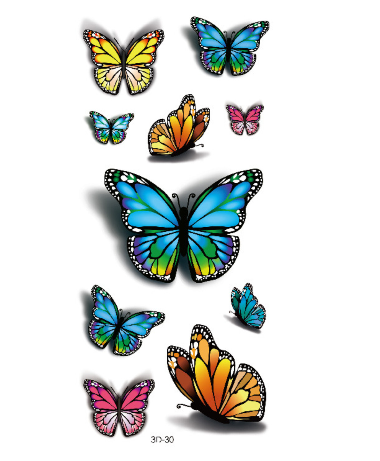 3 Sheets /Set Temporary Tattoo Stickers Waterproof Butterfly Flower Arm Body Art