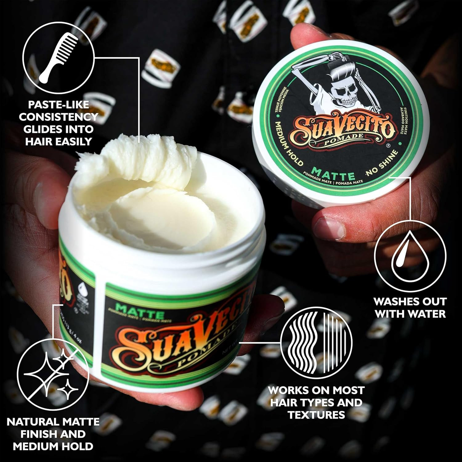 Suavecito Pomade Matte (No Shine) Formula 4 Oz, 1 Pack – Medium Hold Hair Pomade