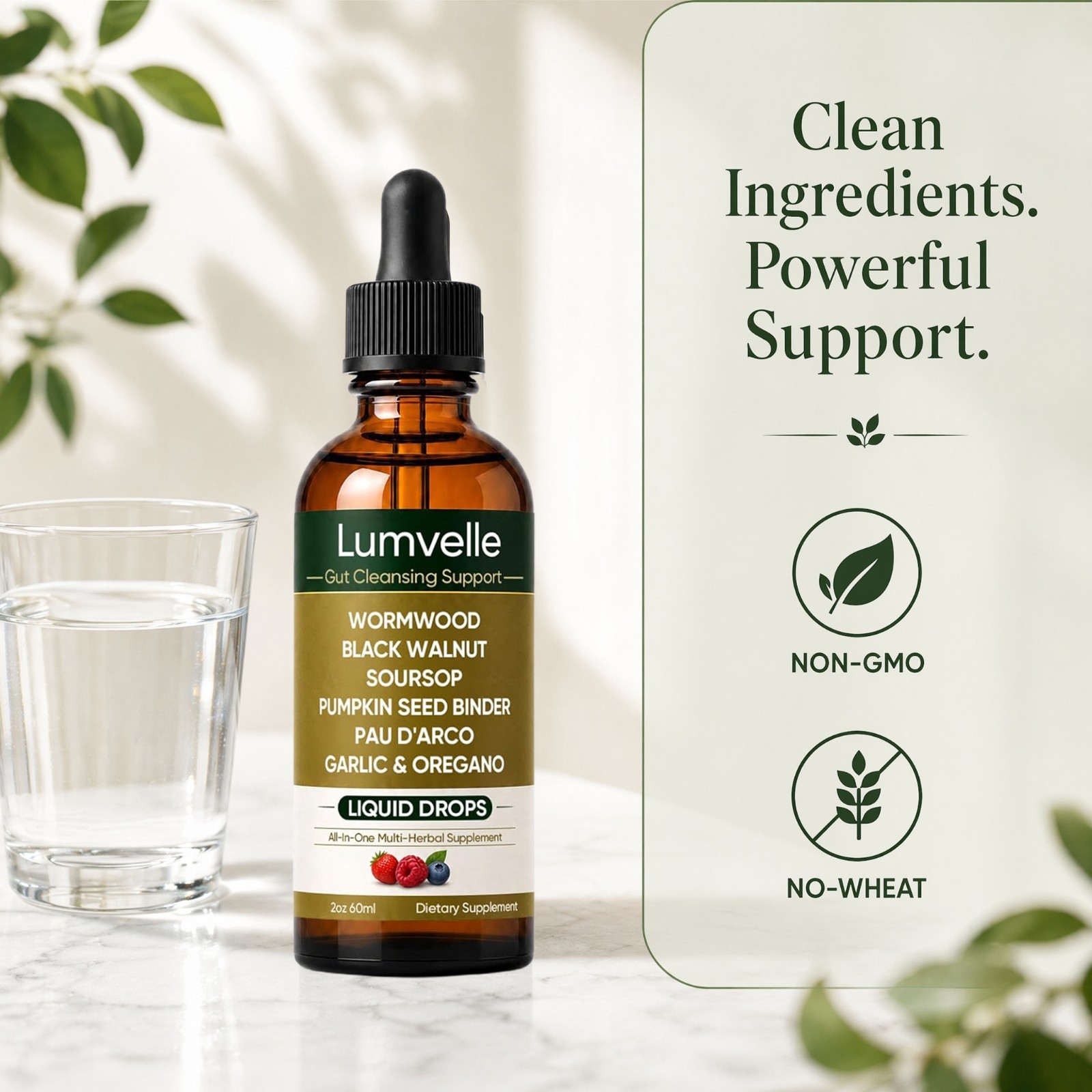 LUMVELLE Wild Harvested Wormwood Herbal Liquid Botanical Supplement Drops