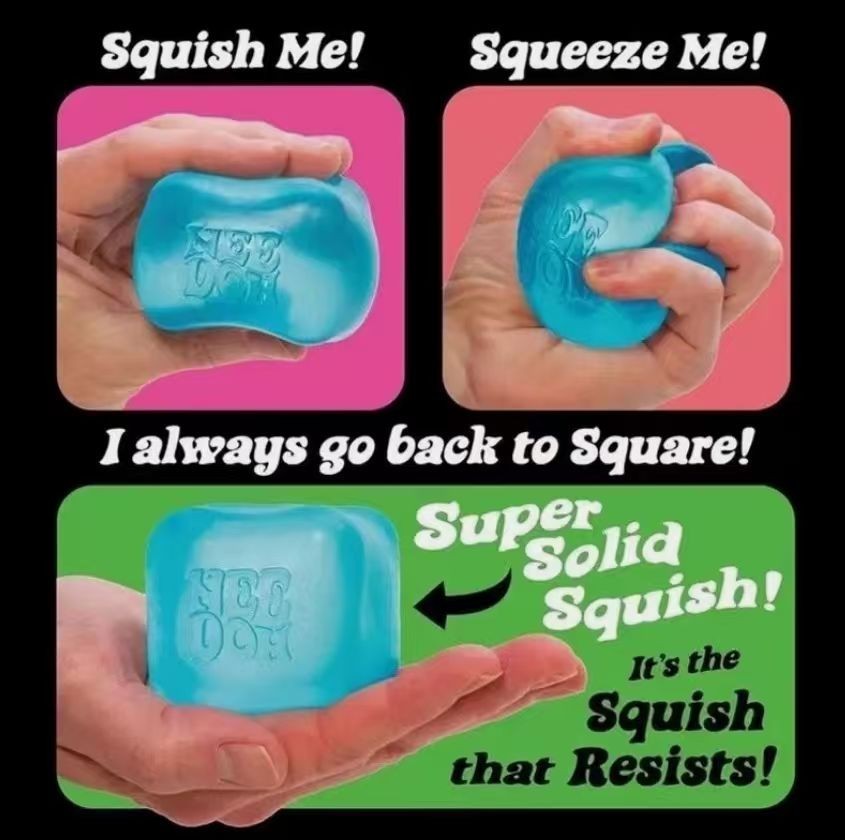 Nee Doh Nice Cube Squeeze Ball Blue Gel Squishy Stress Reliever NICECUBE