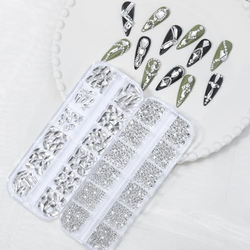 Nail Rhinestones – 3D Multi Shape Size, 16# Crystals White Nail Rhinestones
