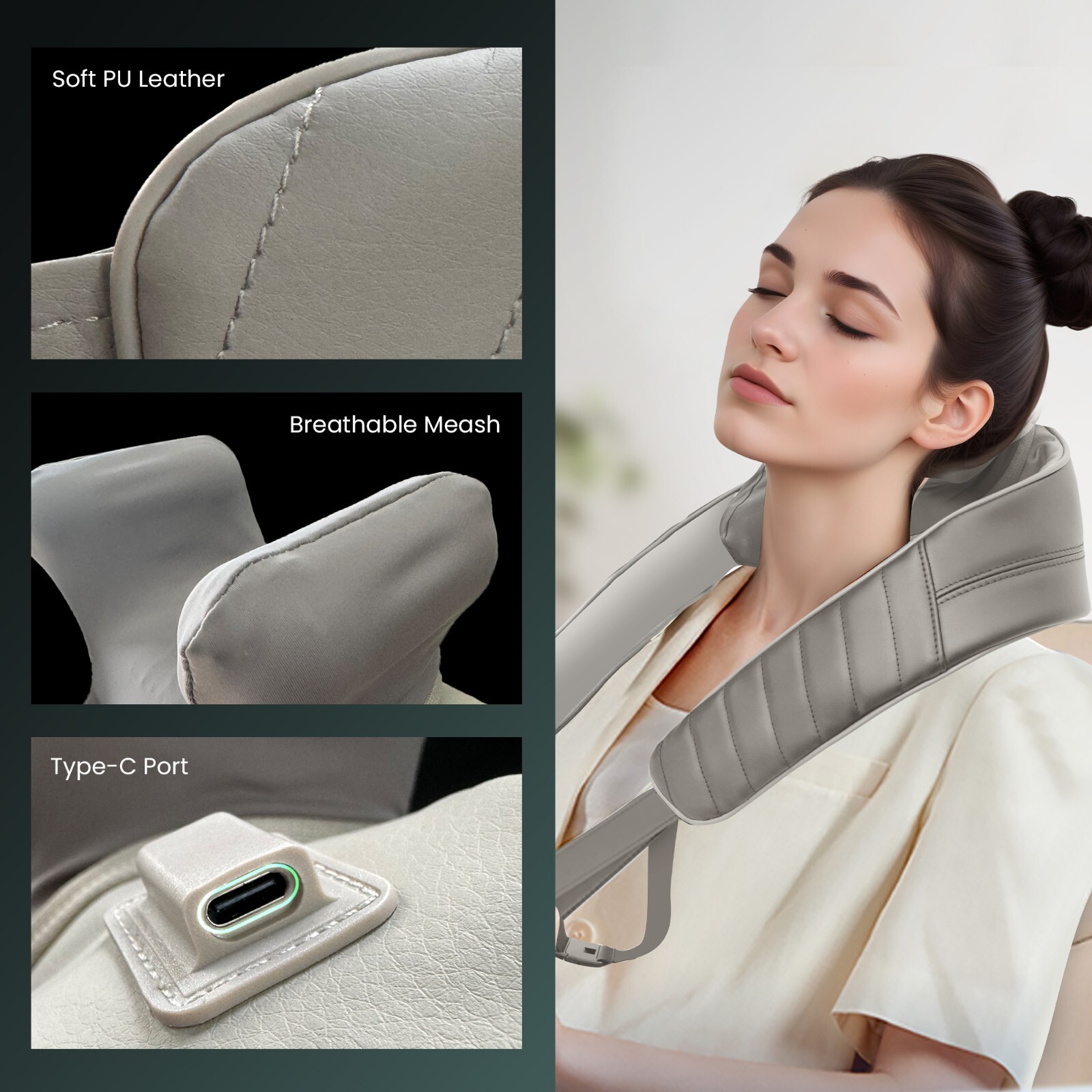 Snailax Neck Massager with Heat, Cordless Deep Kneading Shoulder Back Massager